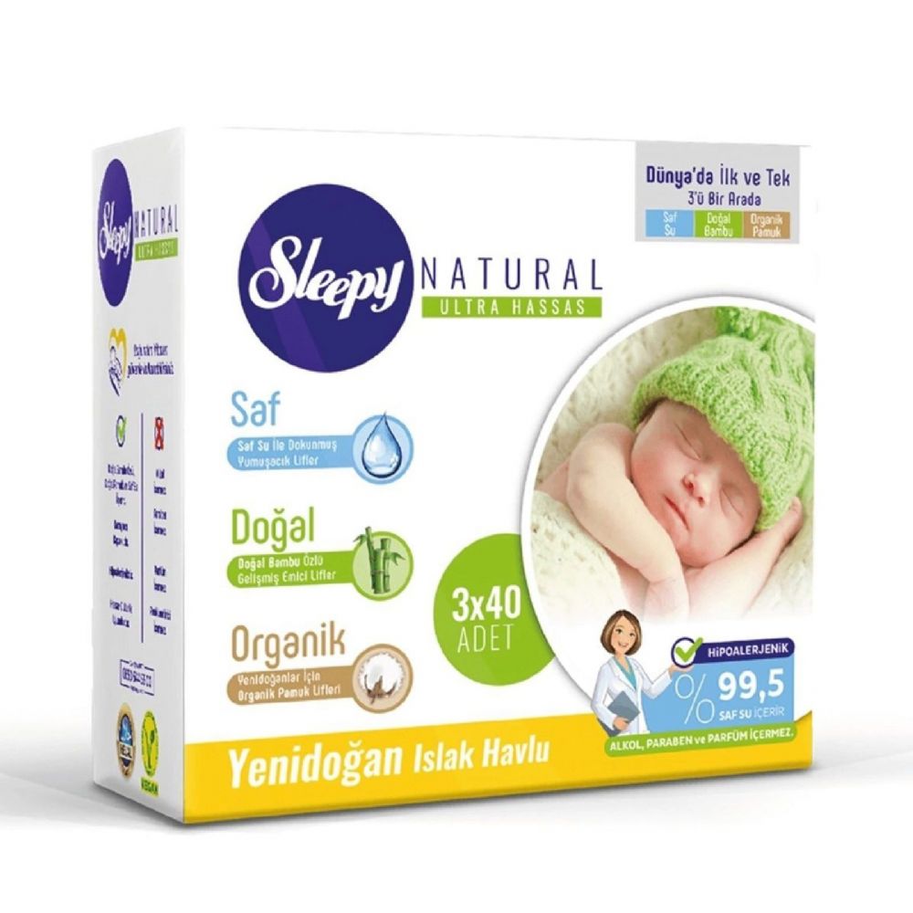 Sleepy Natural Yenidoğan 1 Beden Bebek Bezi 25 kg 40 Adet ahefvitrin